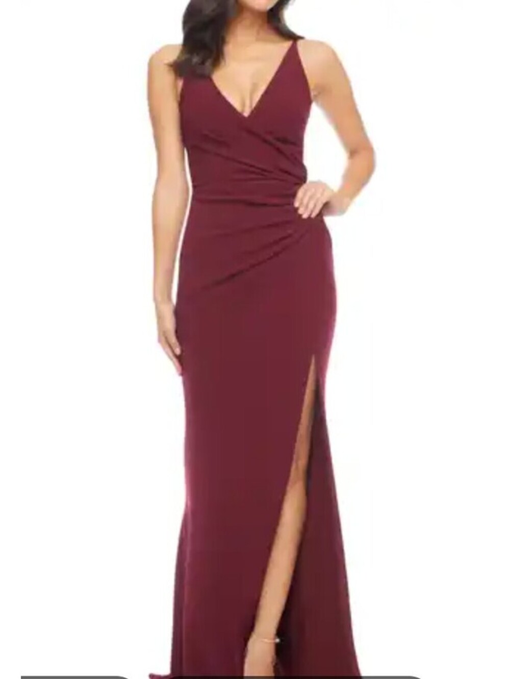 Emerald Sundae Long Maroon Wine Red Maxi Dress Gown with High Slit XS